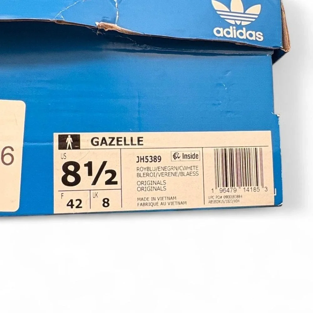 New men's blue and green Adidas Gazelle Sneakers Size 8 1/2